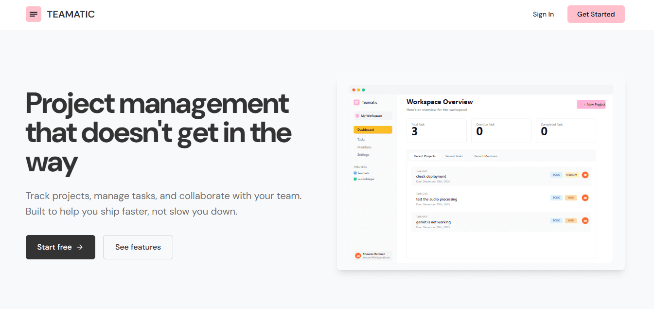 Teamatic-B2B Project Management Tool